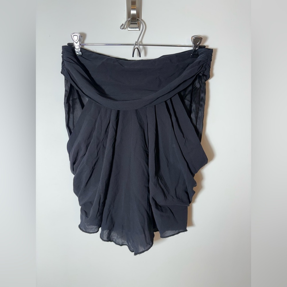Alice + Olivia Silk Draped Pleated Mini Black Skirt (NWT) Size 4